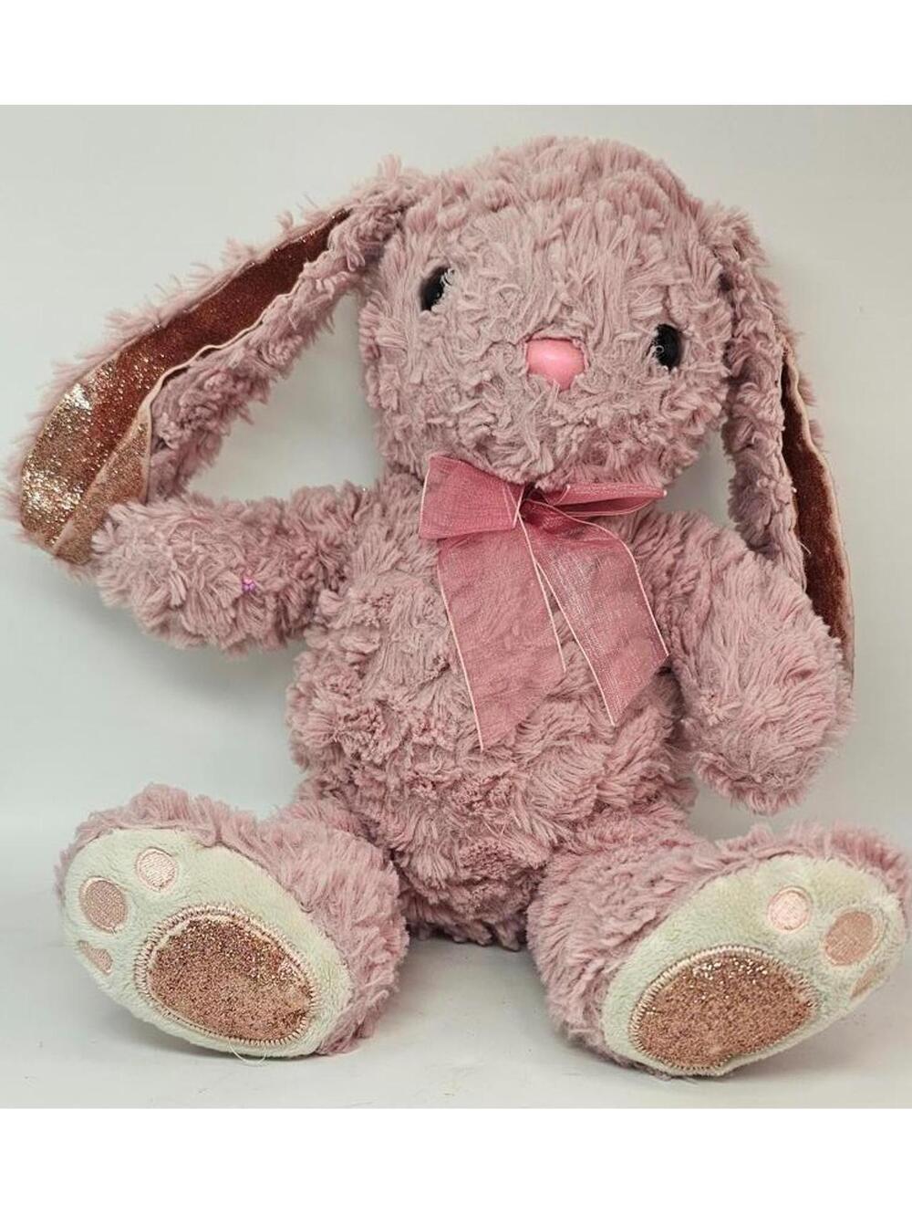 Pink Plush Bunny Toy with Ribbon Bow